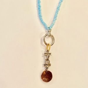 NEW Copper gem blue beaded strand necklace 20.5in home